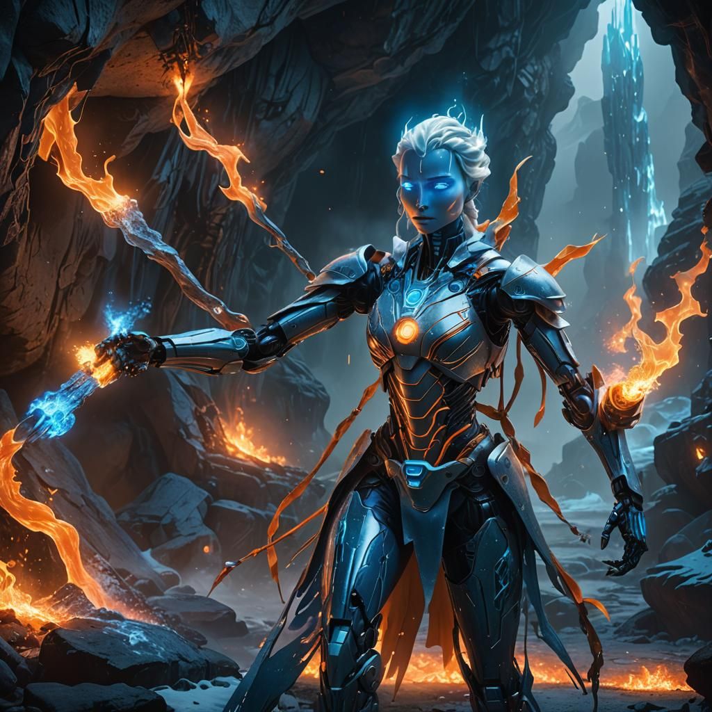 Elsa the Robot Shoots Fire in an Icy Cave