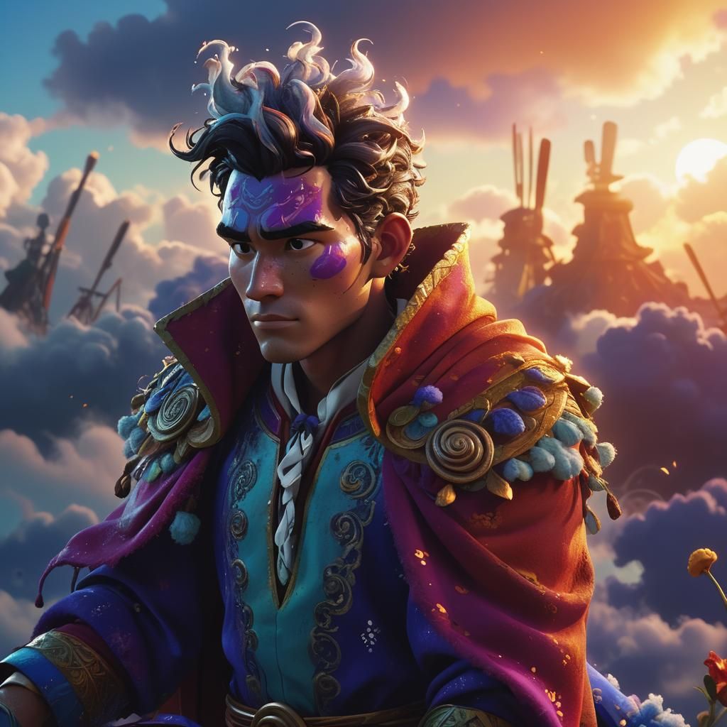 Pixar Style Cultivator in Polychromatic Splash Art