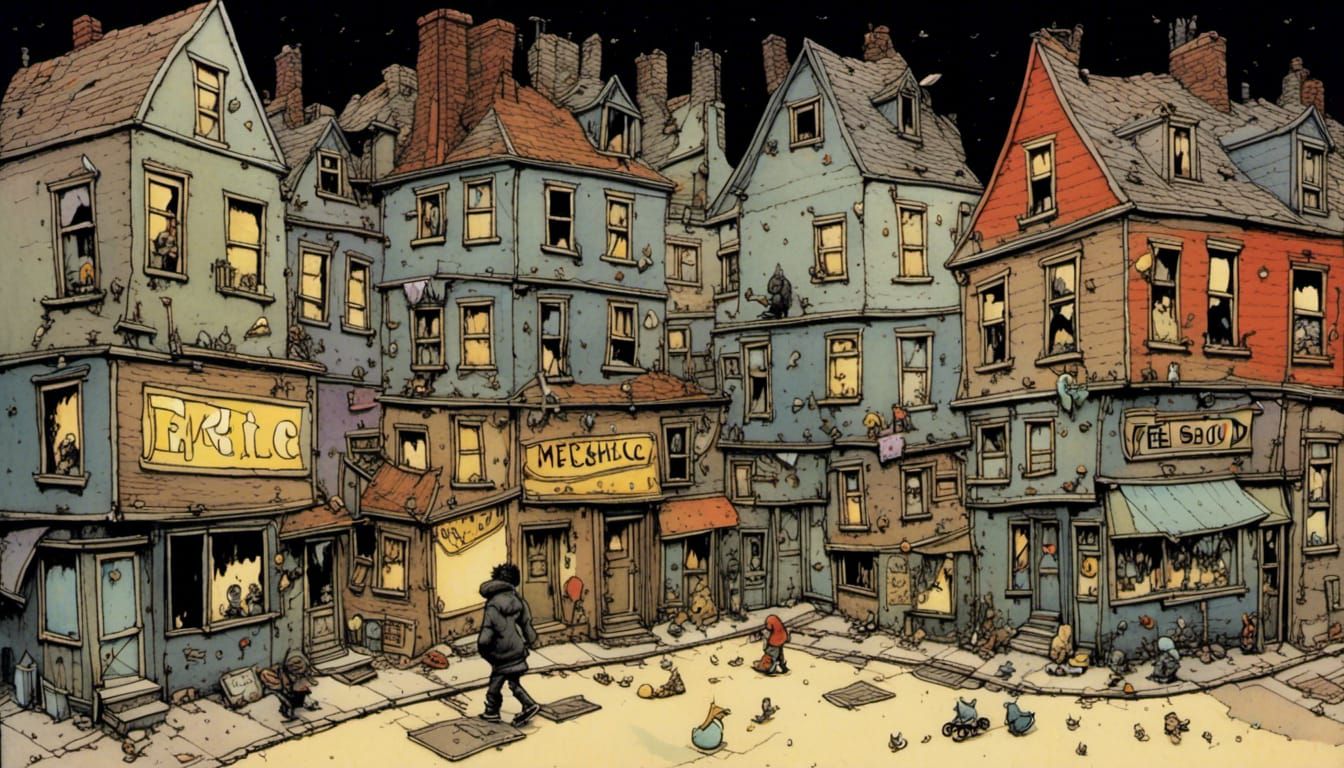 Melancholy Slum: A Desaturated Urban Masterpiece