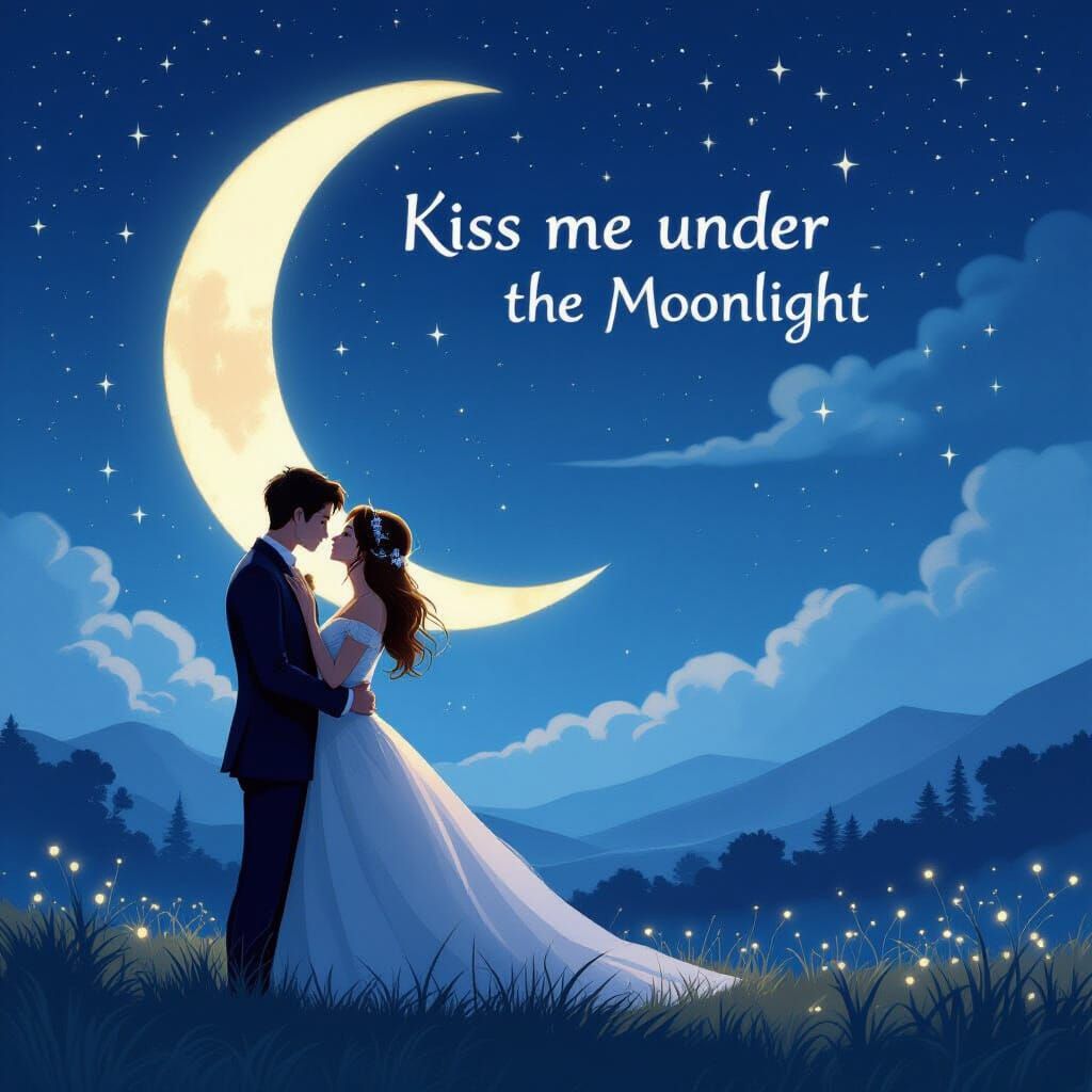 Moonlit Embrace: A Kiss Under the Stars