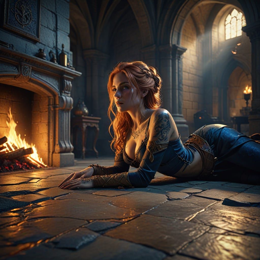 Fantasy Portrait in Castle Firelight