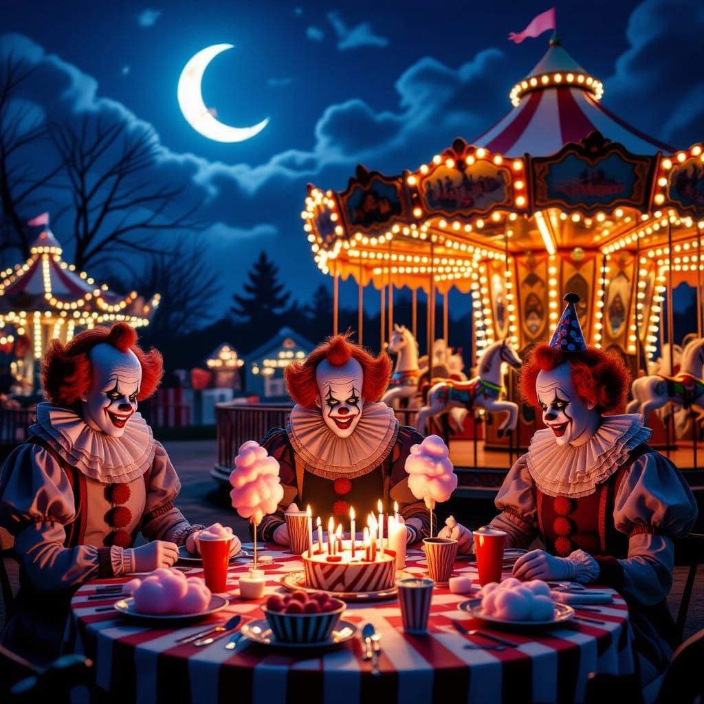 Spooky Carnival Birthday Under Crescent Moon