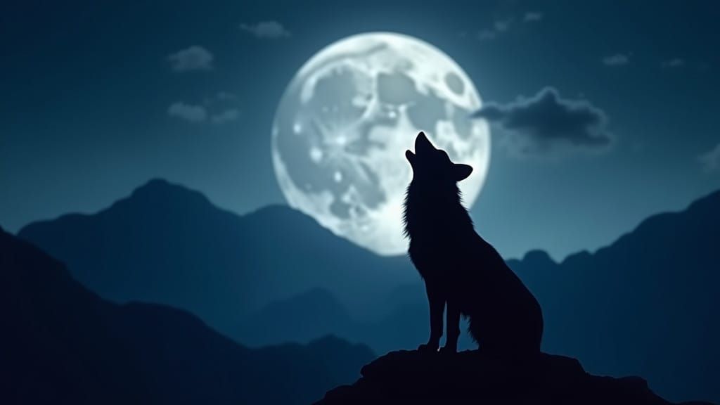 Moonlit Wolf in the Mountains