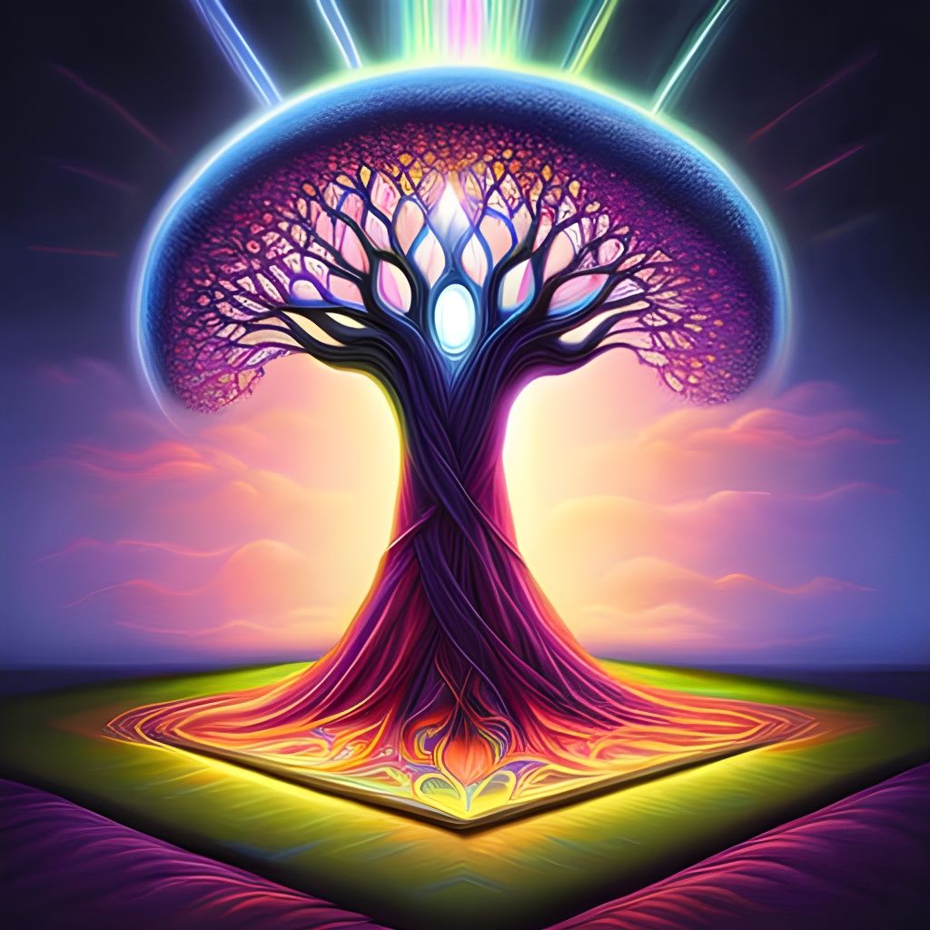 Rainbow Tree of Light: Hyperdetailed Digital Art