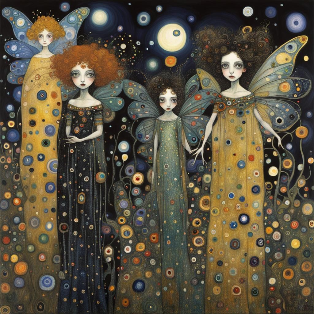 Fairies in Style of Klimt and Burton