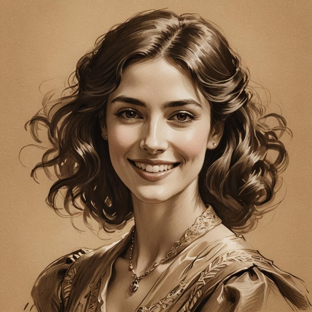 Victorian Woman Sepia Portrait in Earth Tones