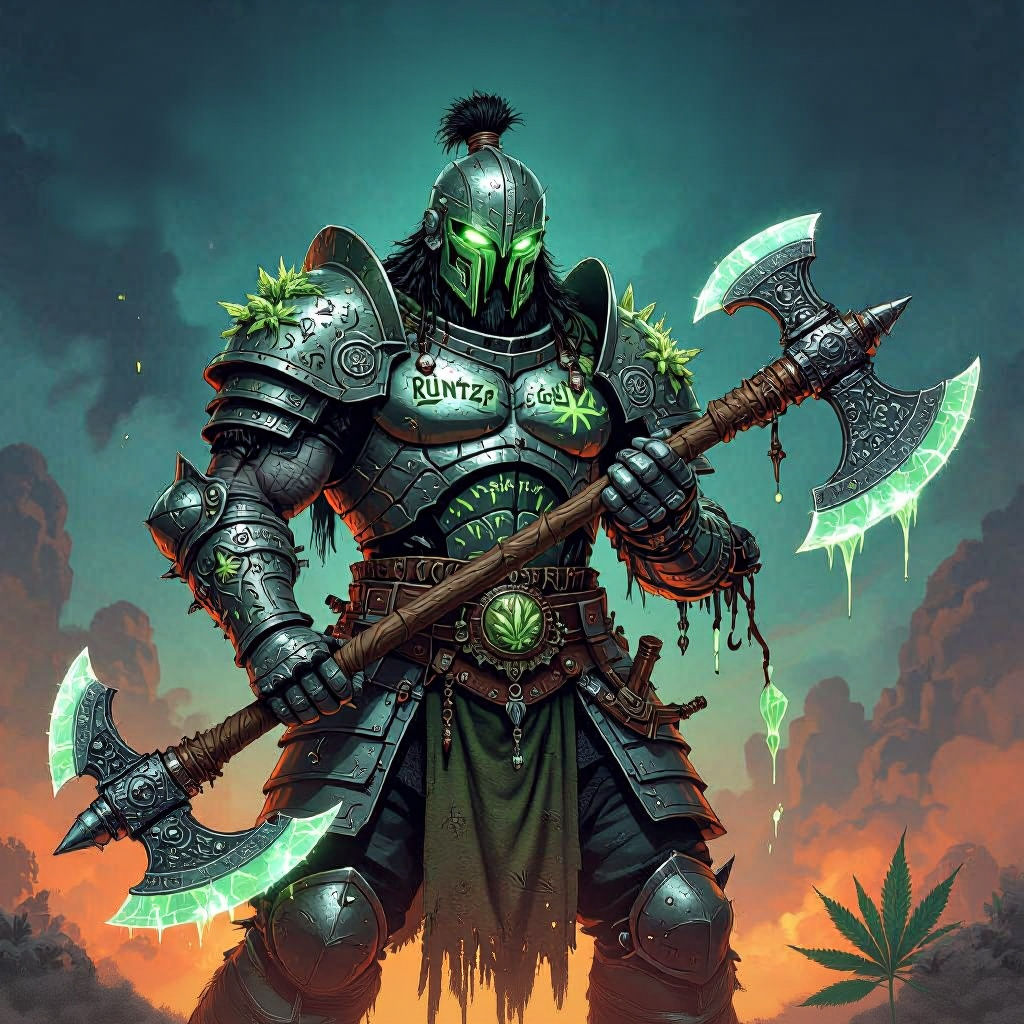 Giant Budtender Warrior with Crystalline Trichomes