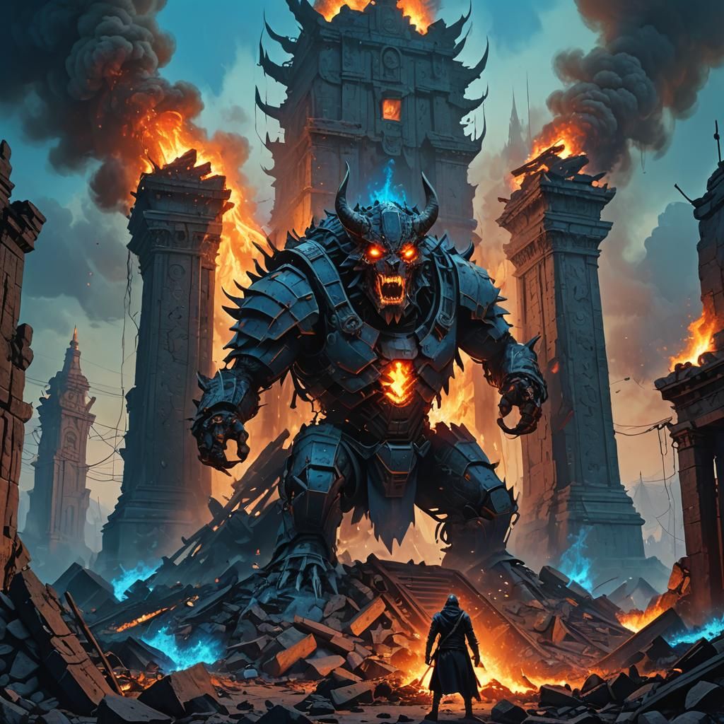 Powerful Demon in Blazing Temple Ruins