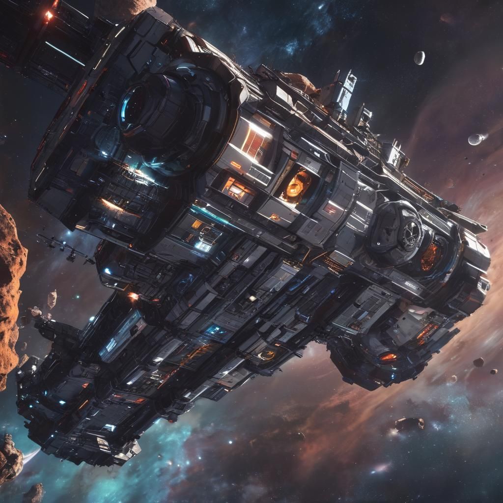 Surreal Space Station Scenic with Vibrant Nebulae and Stars