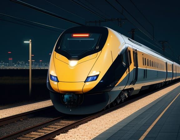 Stunning Nighttime Portrait of a Modern Electric Train