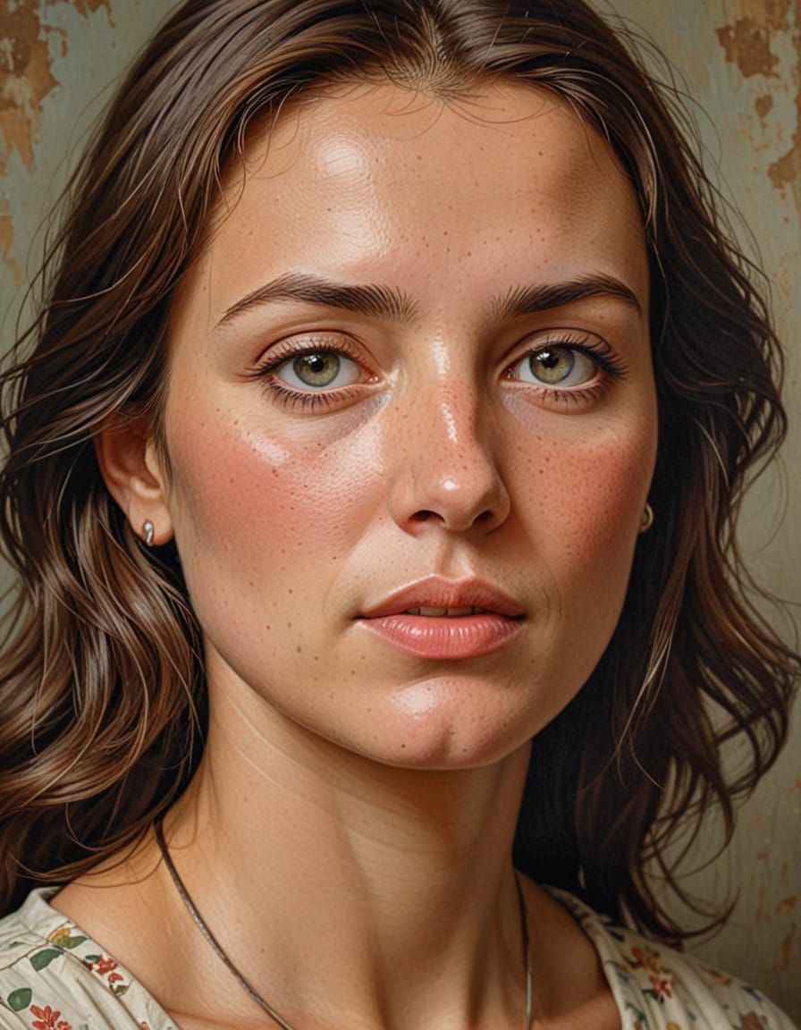 Primitive Renaissance Portrait in Earthy Tones