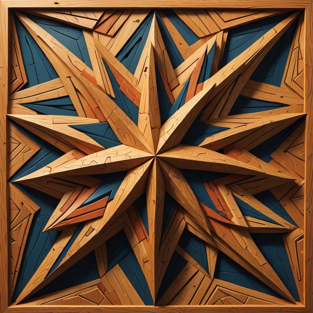 Wood carved star simple design