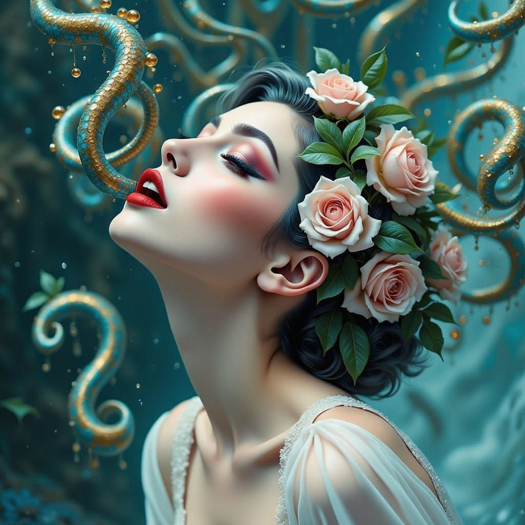 Ethereal Woman with Biomechanical Tentacles