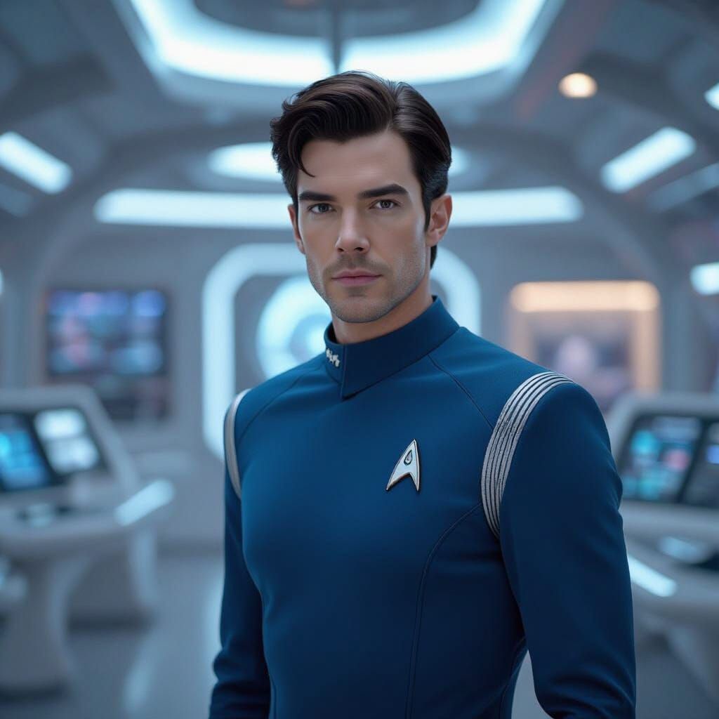 Spock on Star Trek Bridge in Futuristic Style