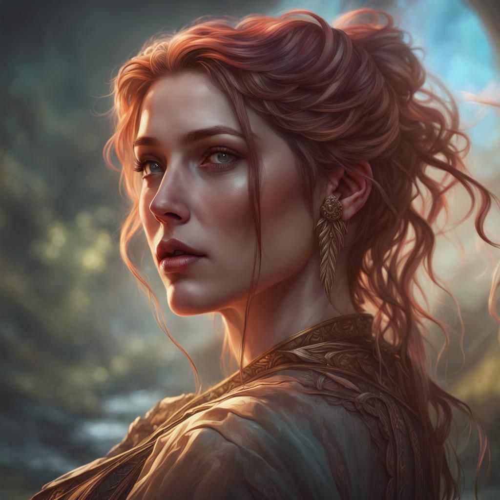 Fantasy Portrait in Art Nouveau Style