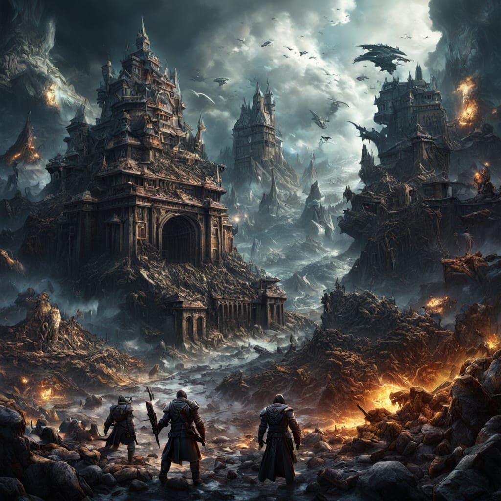 Epic Battle of Good vs Evil in Fantasy Art