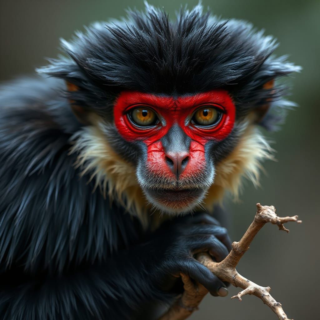 Exquisite Red-Shanked Douc Langur in Hyper-Realistic Digital...