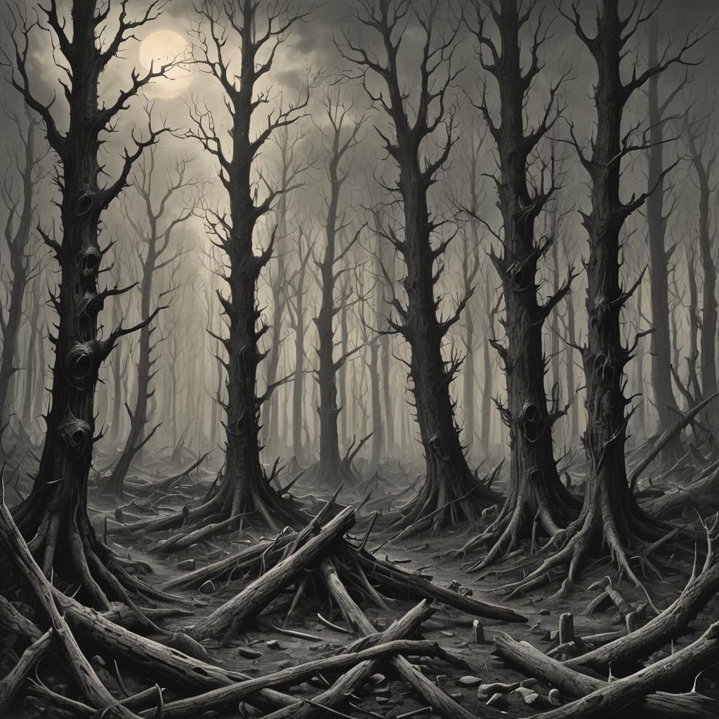 Post-Apocalyptic Forest in Gothic Horror Style