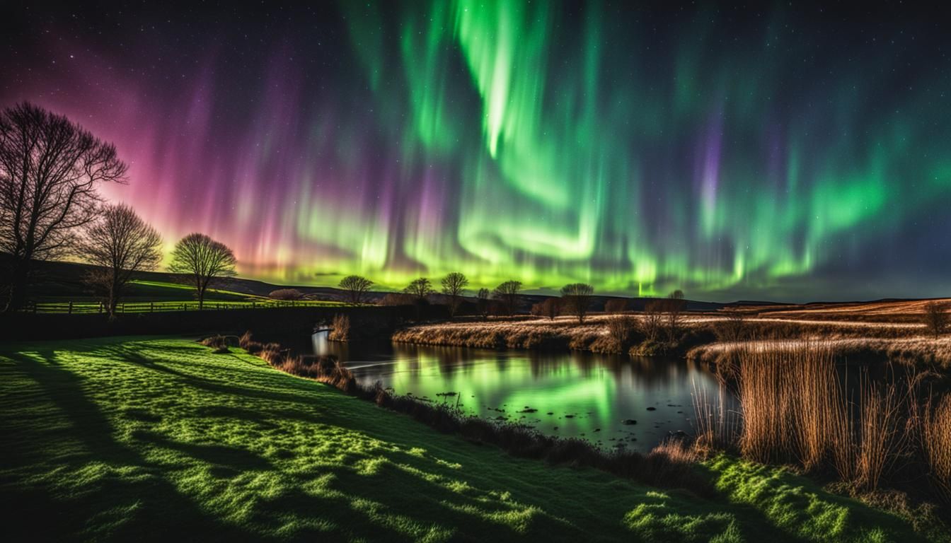 Yorkshire Northern Lights: Hyperrealistic 64 Megapixel View