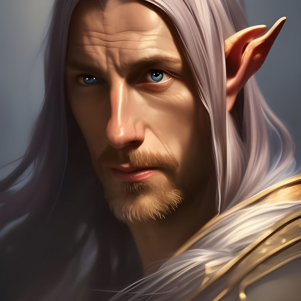 Half Elf Wizard Assassin Portrait in Art Nouveau Style