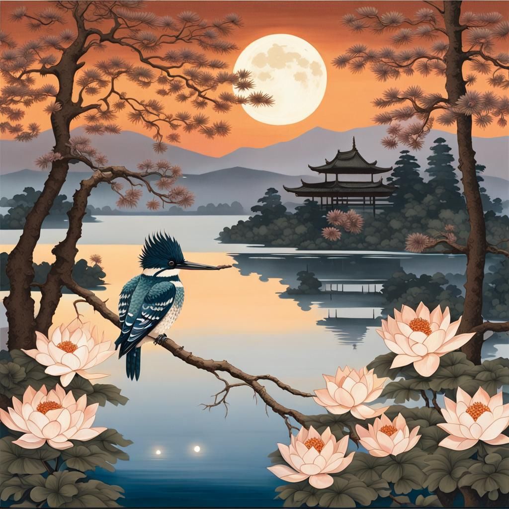 Opulent Japanese Kingfisher in Platinum and Diamond