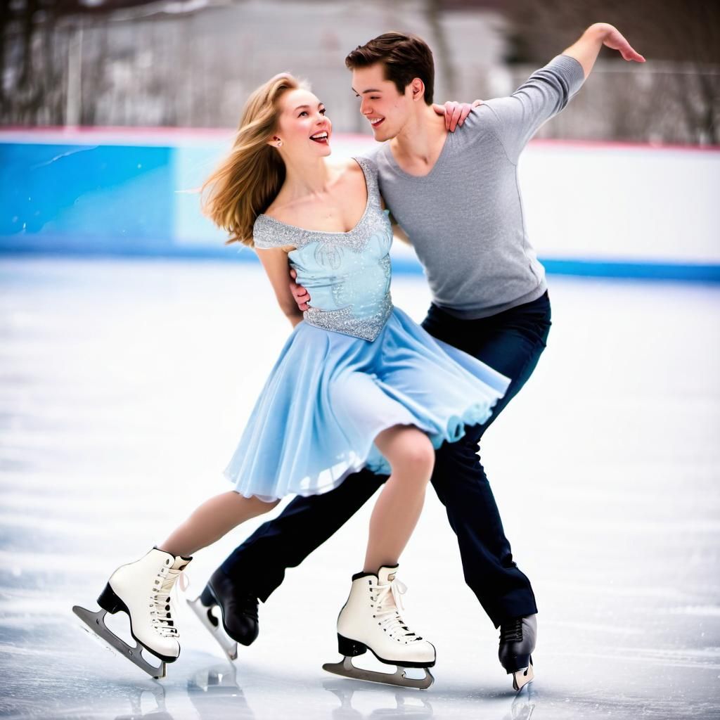 Beautiful Ice Skating Couple on the Ice