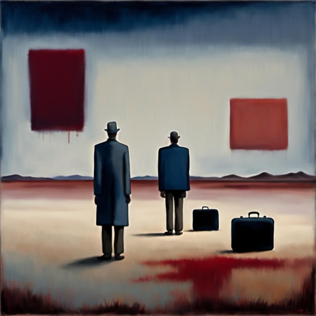 Lone Figure in Desert: Abstract Expressionist Painting