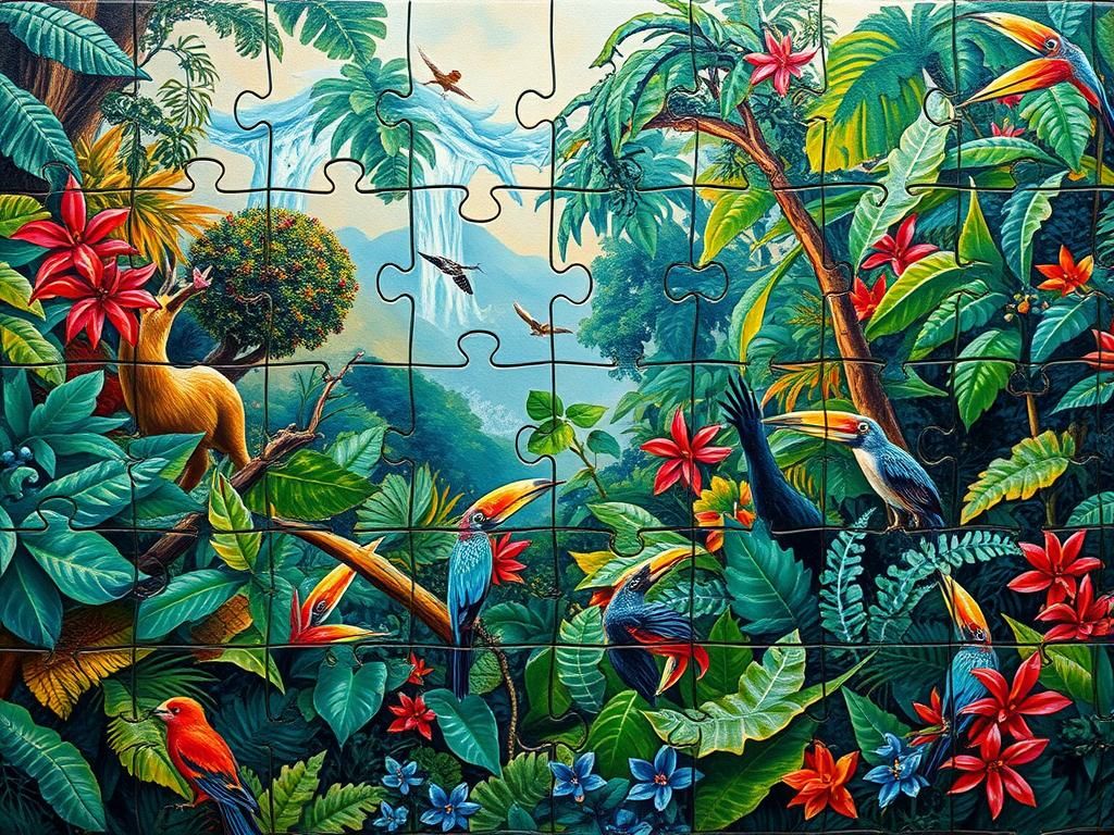 Jungle Puzzle in Impasto Style