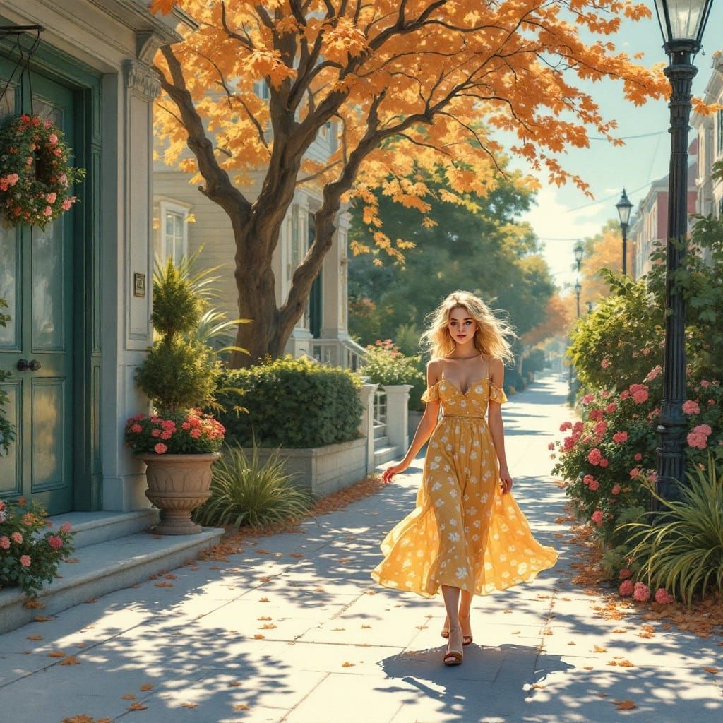 Nostalgic Americana Scene in Neoclassical Style