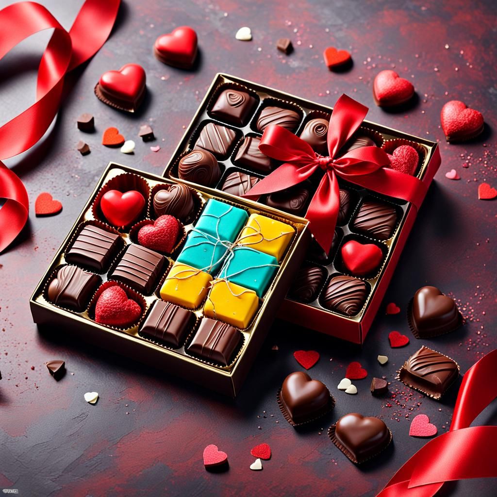 Valentine's Chocolate Gift: Abstract Art in Vivid Colors