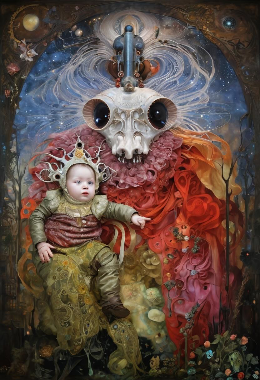 Surreal Post-Apocalyptic Wonderland in Art Nouveau Style