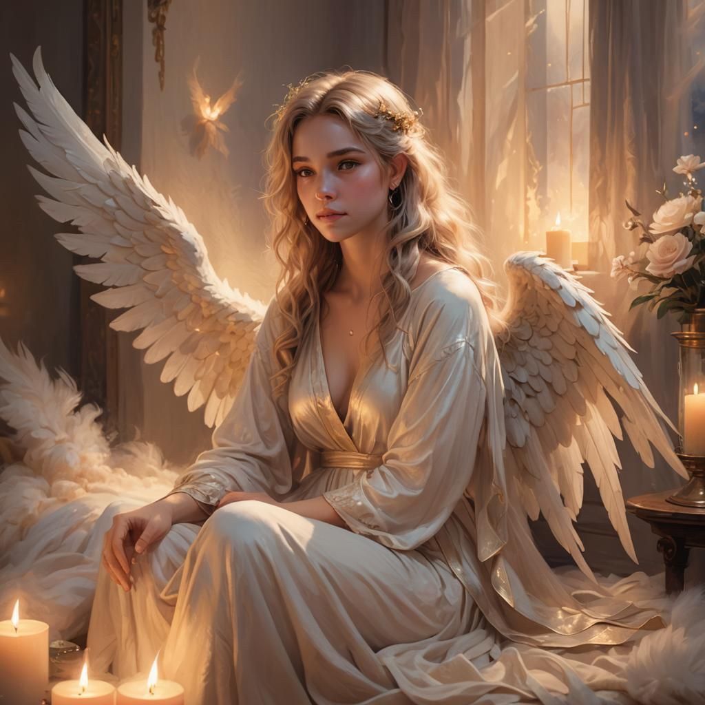 Lyra Dawnbringer in Cozy Candlelit Room