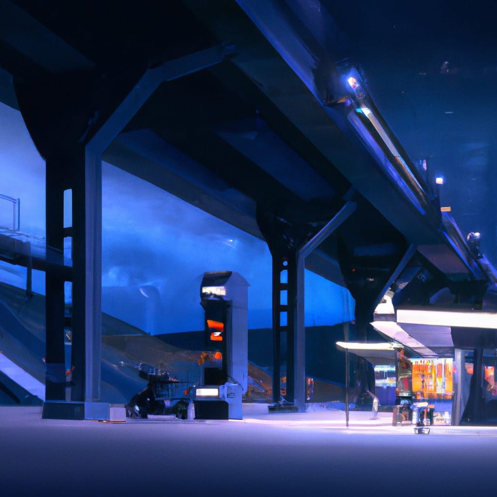 Cyberpunk Highway with Smart Mobility in Contrasting Colors