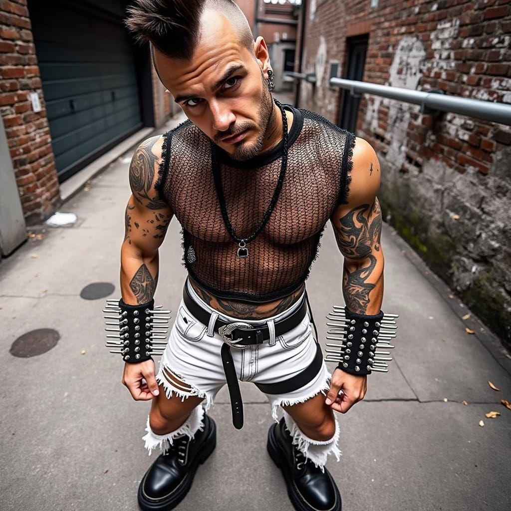 Gritty Alley Portrait in Mixed Media Style