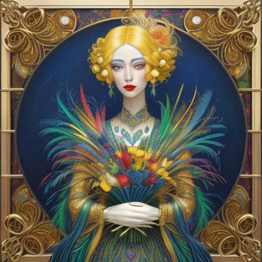 Abstract Portrait of Woman in Art Deco Style