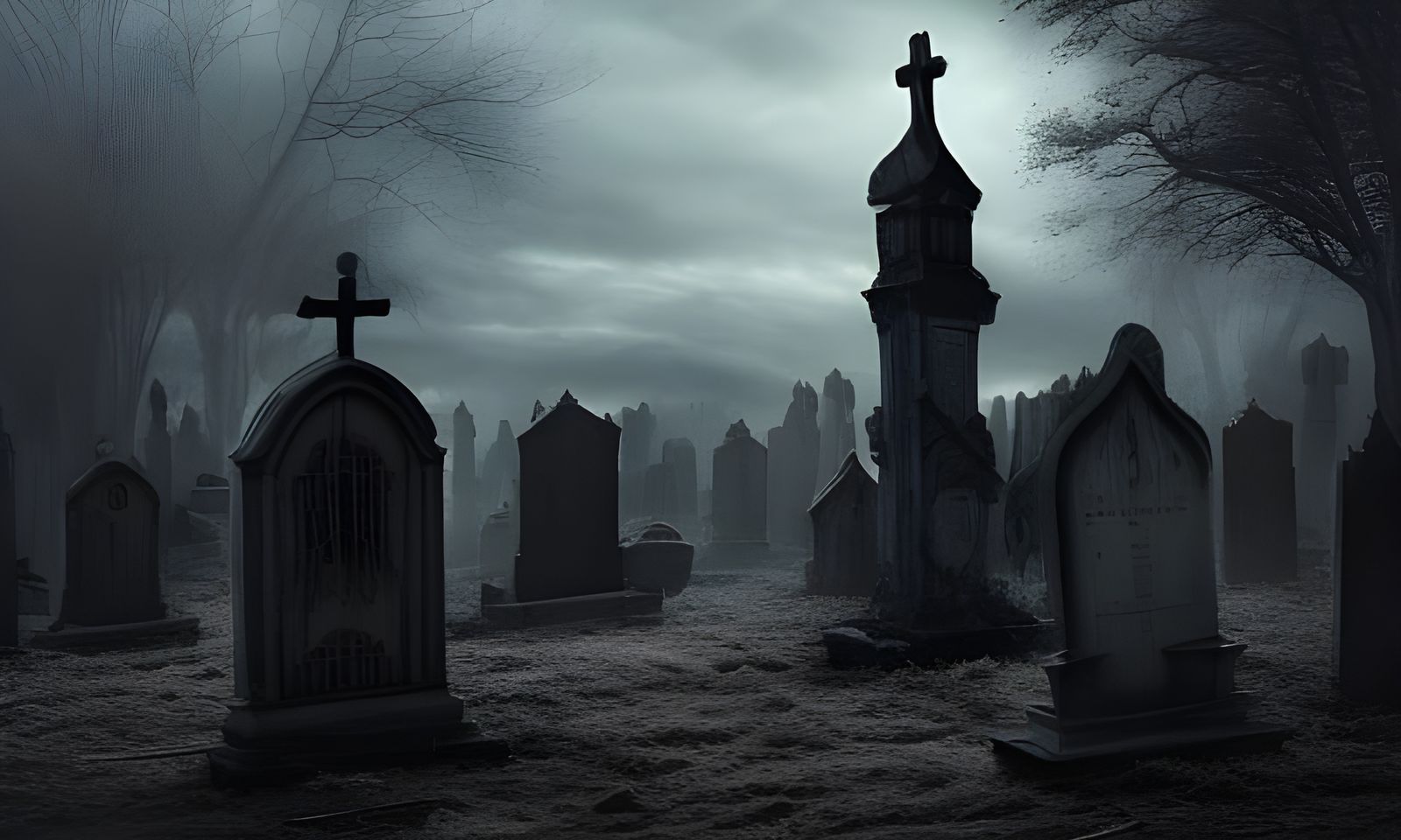 Dark and Creepy Haunted Graveyard with Ghost