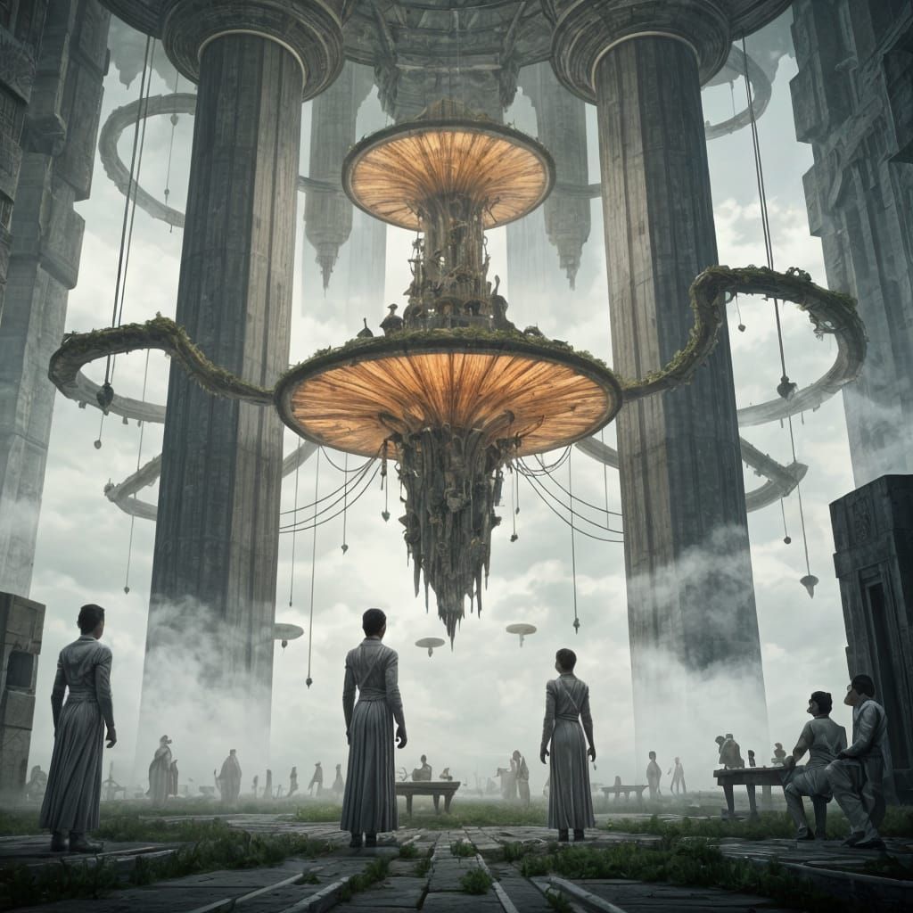 Spectacular Hanging Citadel with Bioluminescent Mushroom