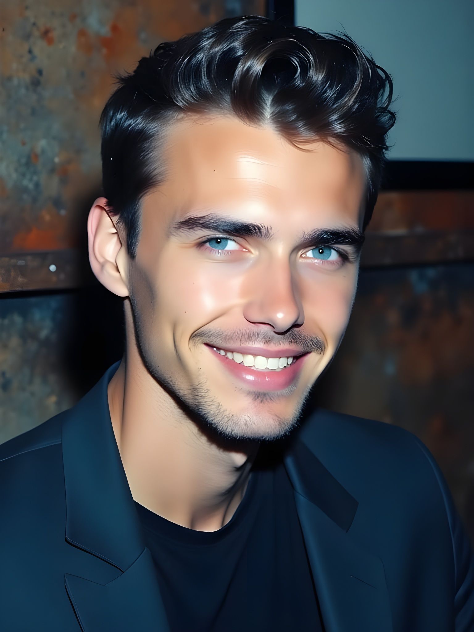 Portrait of a Handsome Man with Blue Eyes