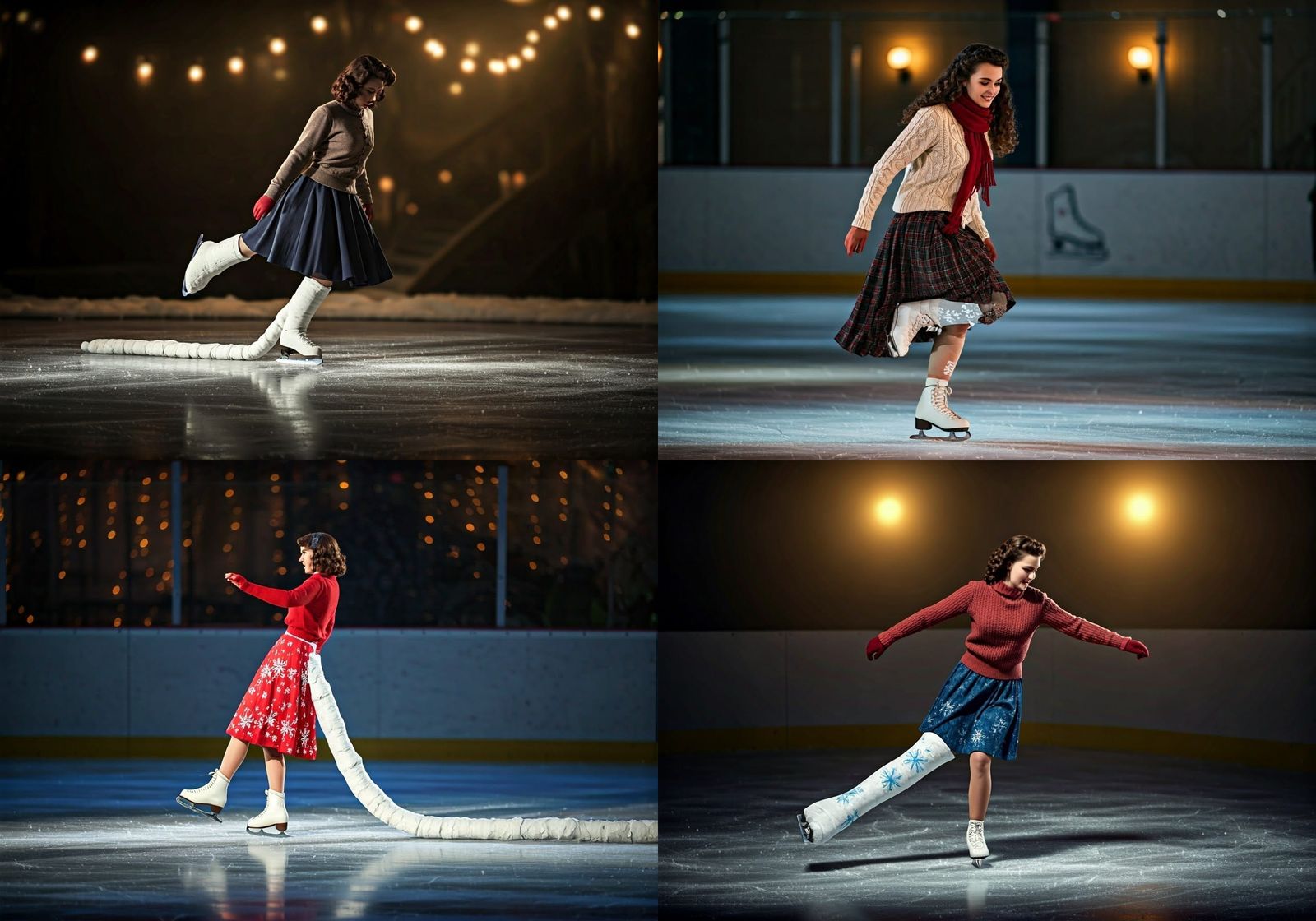Ice Skater with Decorated Leg Cast, 1940s Style