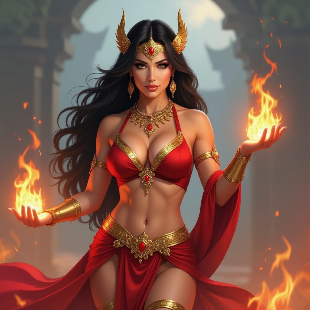 Chyna as a Fiery Goddess