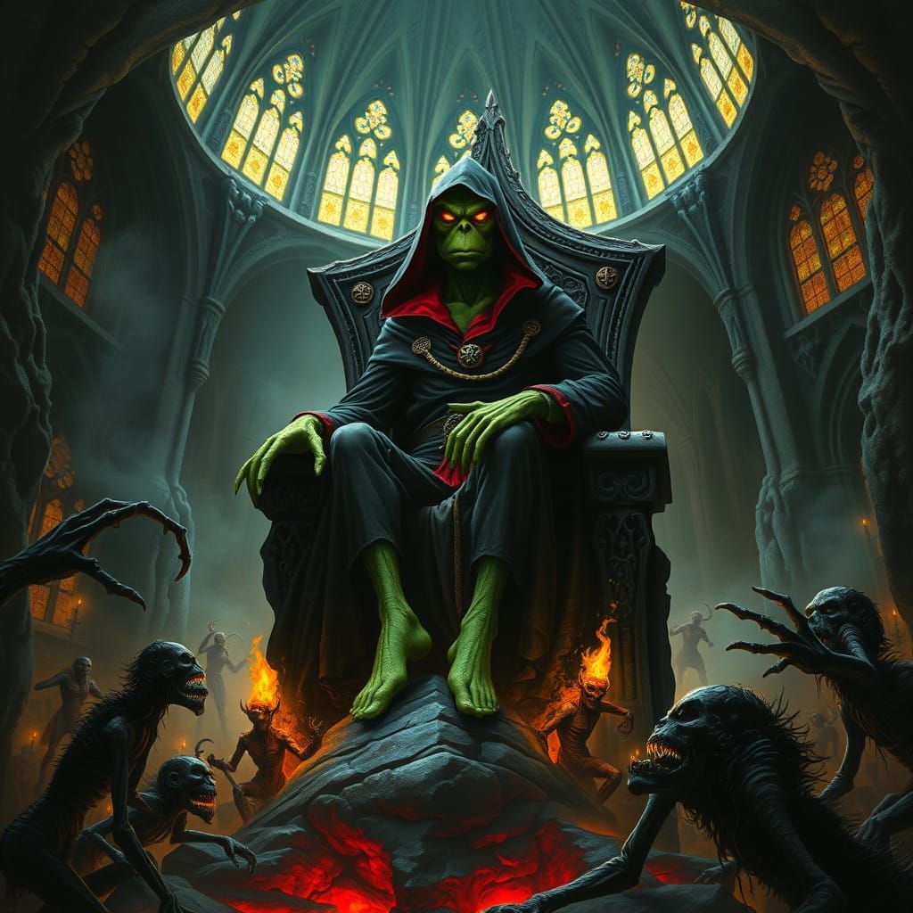 Grinch King Seated atop Dark Throne in Dol Guldur