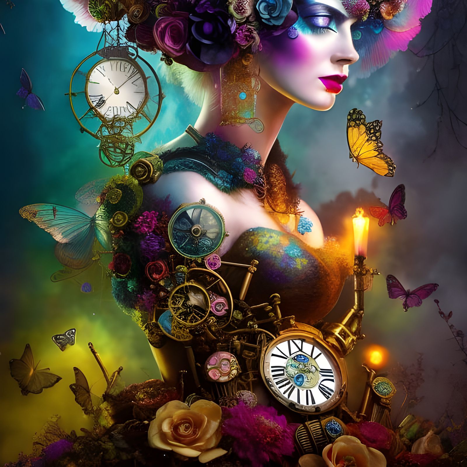 Steampunk Princess Alexandria Daddario in Intricate Ink Art