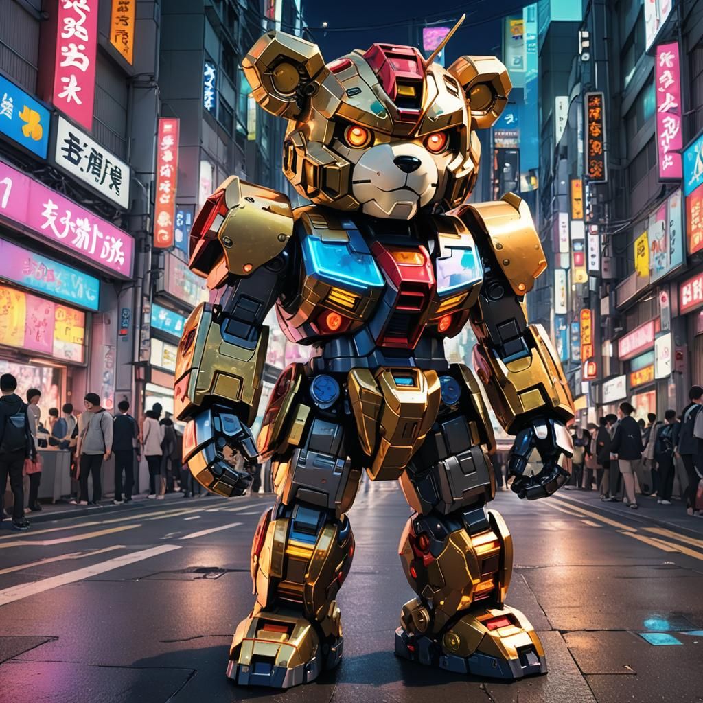 Gundam Teddy Bear in Tokyo: Anime Concept Art