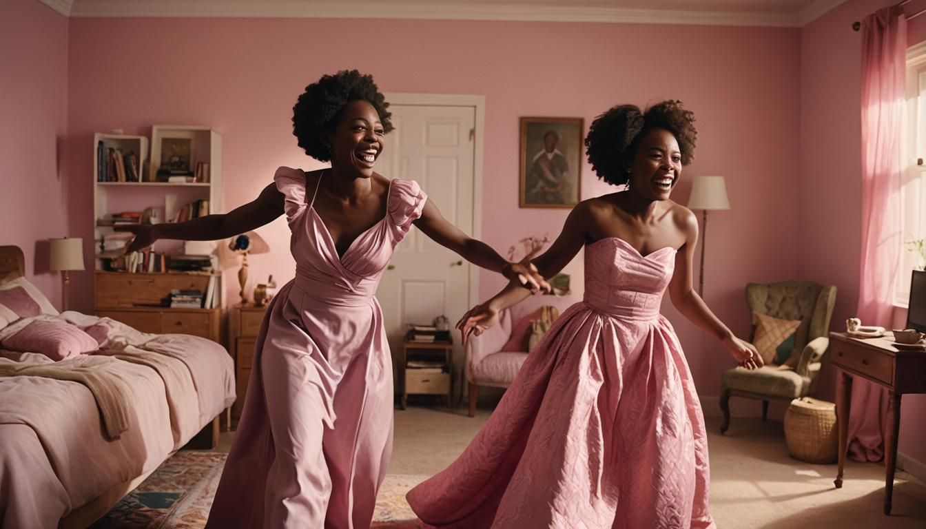 Playful Romance: A Vibrant Cinematic Moment