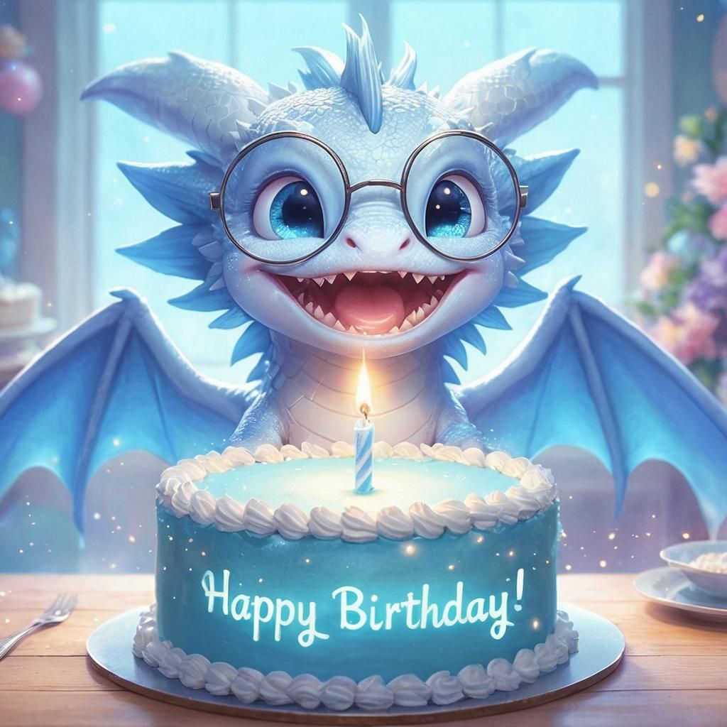 Happy Dragon Birthday in Anime Style