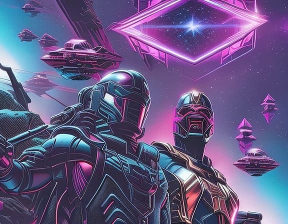 Synthwave Galaxy Devoured: Comic Book Style