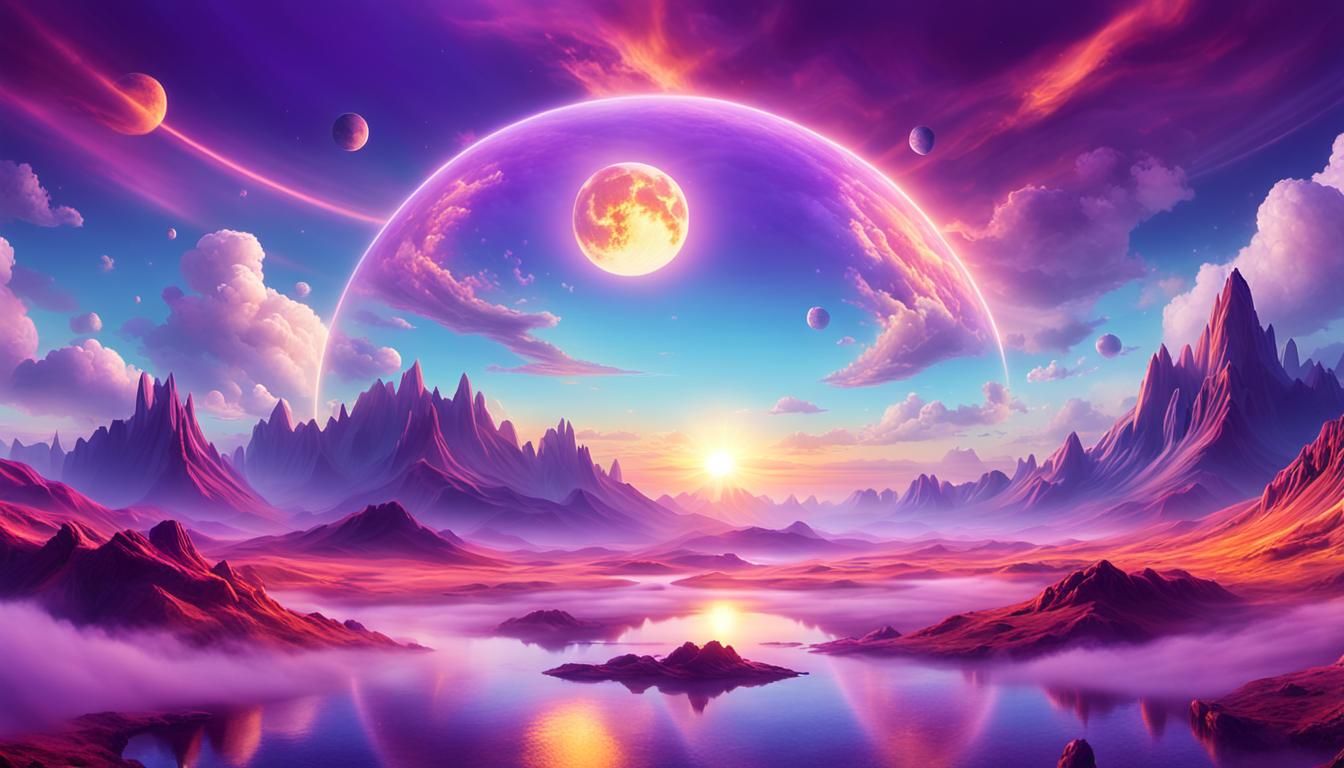 Surreal Sunset on a Heavenly Purple Planet
