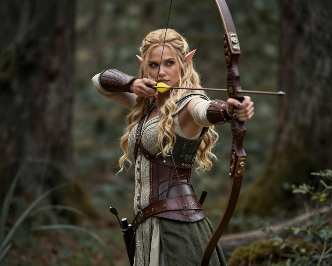 Elegant Elf Archer Warrior in Forest