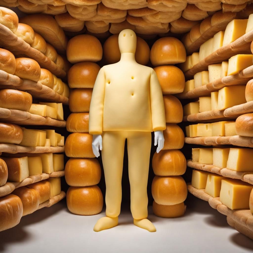 Cheese Person Between Bread Walls