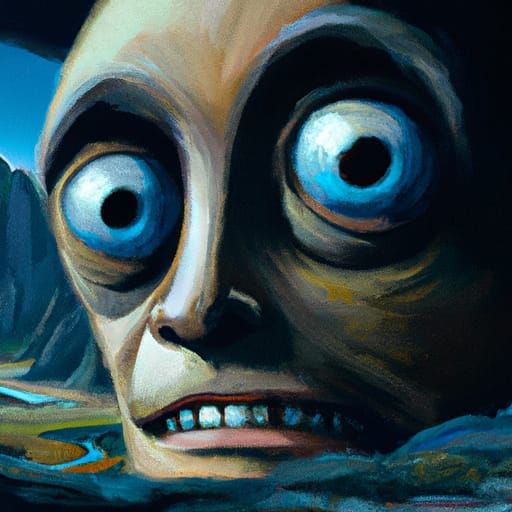 Face of Horror in Oil, Dutch Angle, 8K